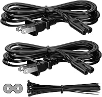 Vista 5 de Cable de alimentación de 2 clavijas de 2 pies (paquete de 2), cable de alimentación de CA no polarizado, 7A, 125V, ETL, compatible con PS5/PS4
