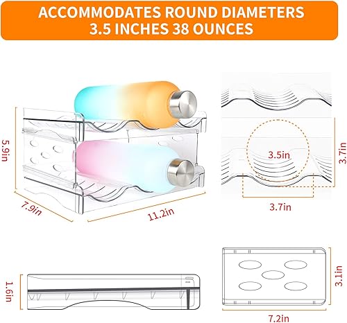 Miniatura 3 de Paquete de 2 organizadores de botellas de agua, soporte apilable para botellas de agua para gabinete, estante de almacenamiento de botellas de agua