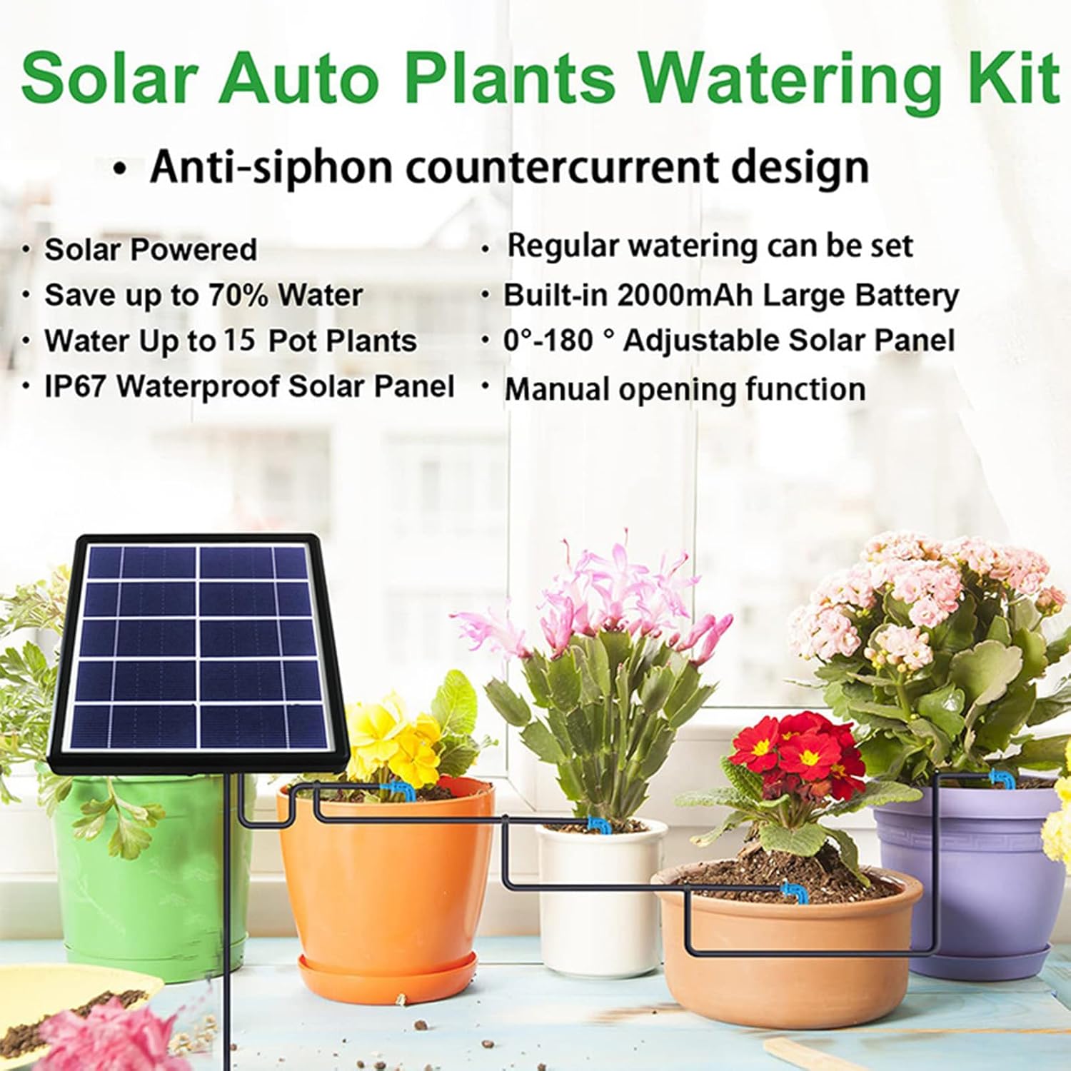 User Friendly Solar Watering Device for Plant Automatic Irrigation Set with IP67 Design for Outdoor Use Solar Power Auto Watering Device