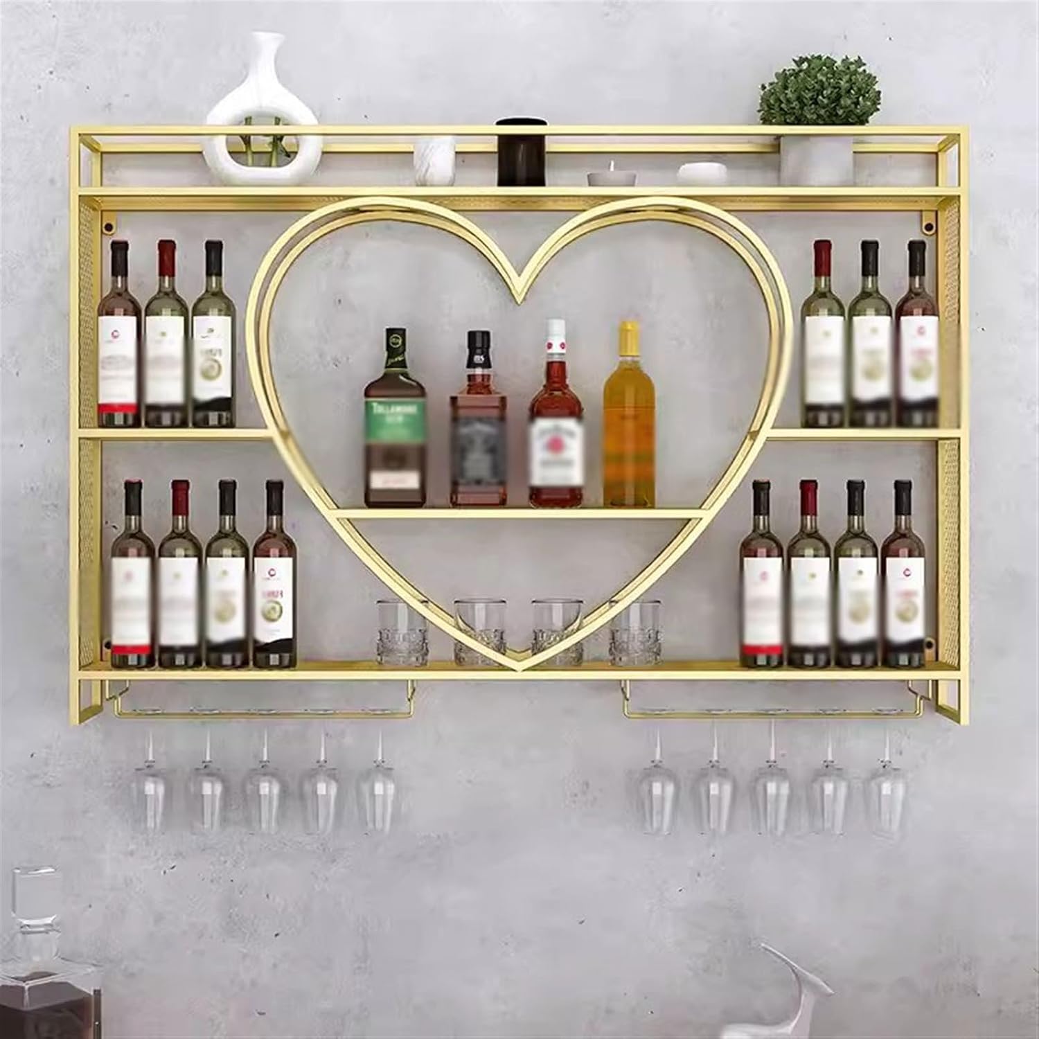 Wine Bottle Storage Wine Rack Wall-Mounted Wine Rack Bar Wine Cooler Home Iron Display Rack White Wine Rack Wine Rack Shelves Tabletop Wine Rack(Gold,Small)