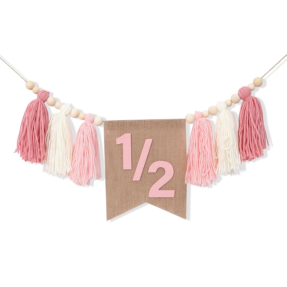 Amazon.com: Pink 1/2 Birthday High Chair Banner - Girls Half