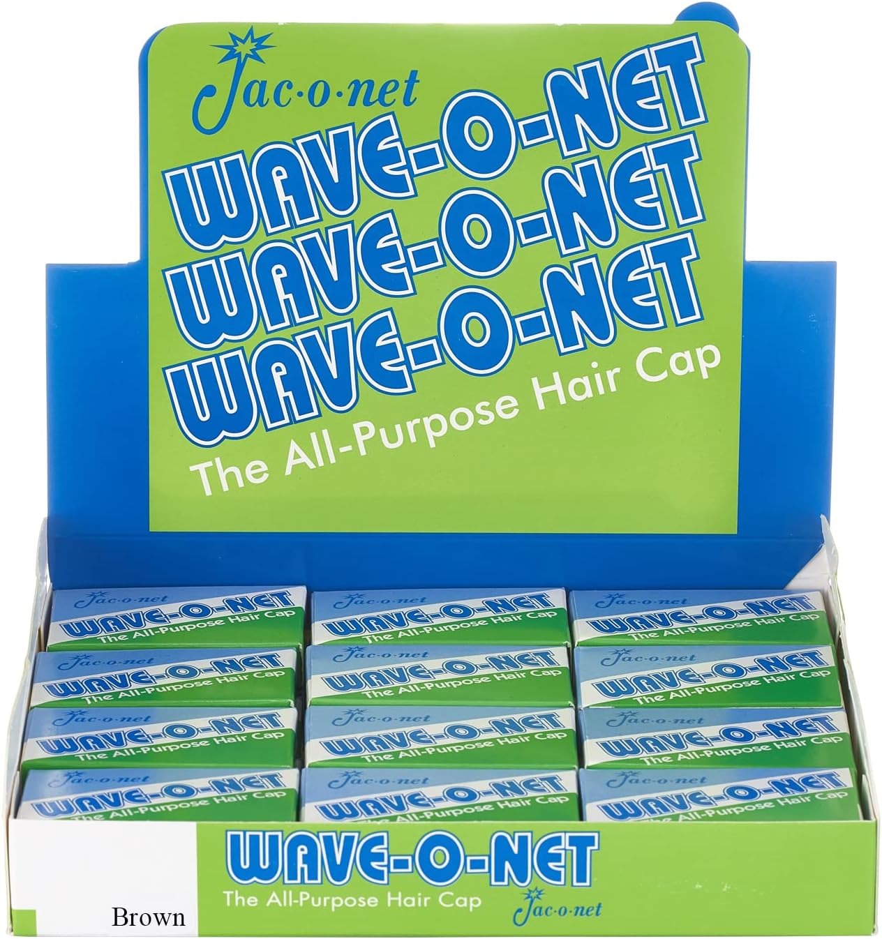 Hair Net Wave-O-Net Medium Weight Brown Packed 24 per display,1 Display of 24 Nets