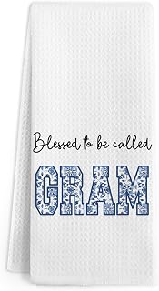 Gram Gifts Kitchen Towels, Towel Gifts for Grandma, Grandmather Hand Towels, Mothers Day Birthday Gift for Grandma, Blessed to Be Called Gram Hand Dish Tea Towel for Kitchen Decor, 16x24 Inch