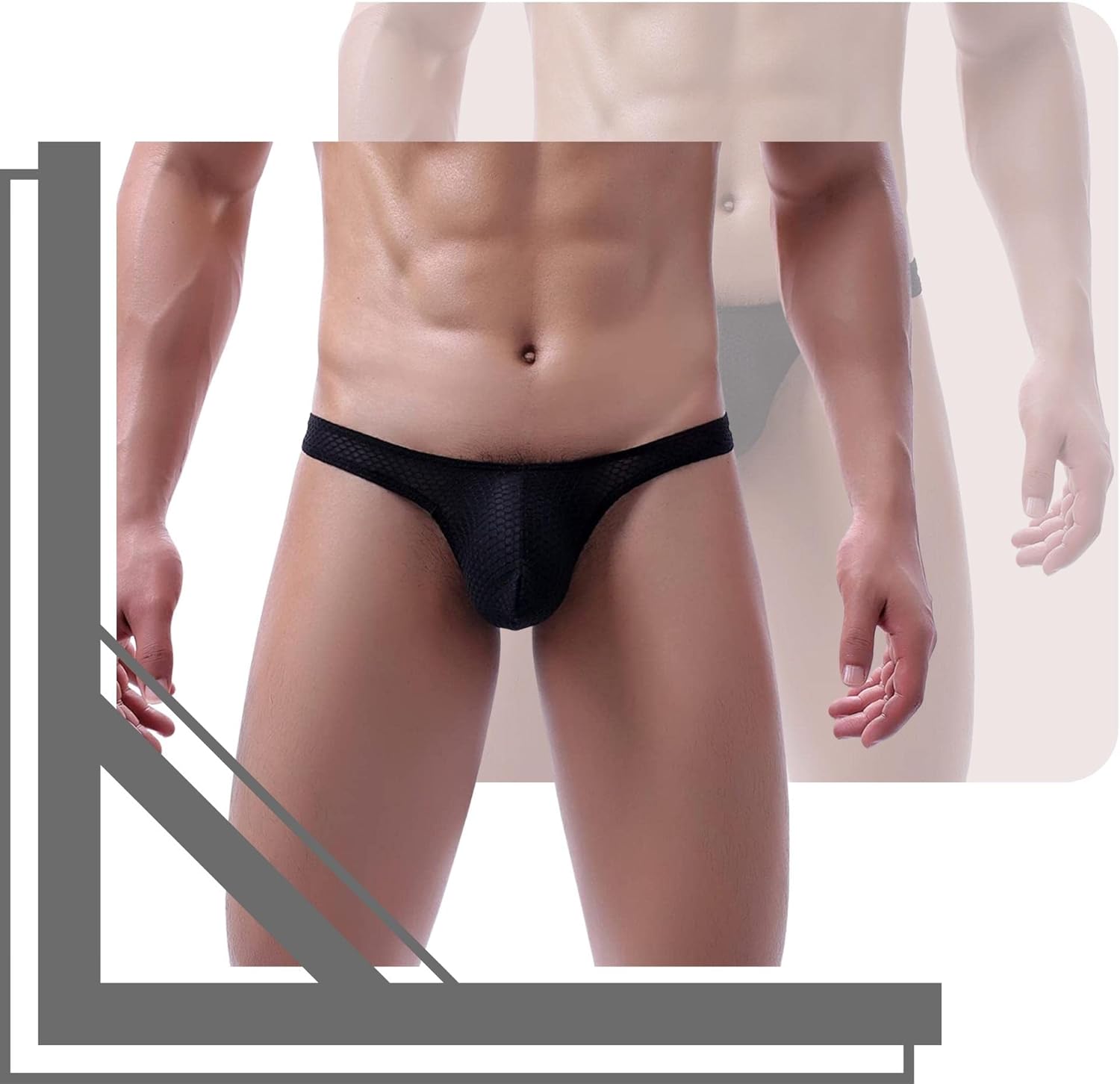 Men's Sexy Jockstrap Underwear Thong Mesh Bikini Briefs with Enhancing Pouch See through Underpants Low Rise Panty - Image 4