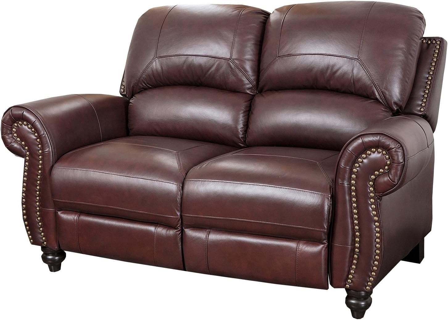 Abbyson Durham Leather Pushback Reclining Loveseat, Burgundy