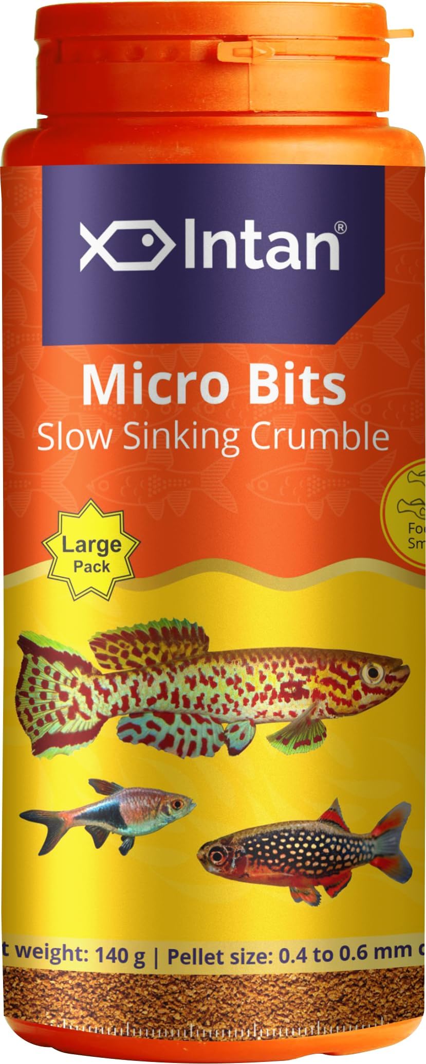 - Micro Bits Slow Sinking Crumble Fish Food | Crumble for Killifish, Tetras, Rasboras, Danios Fish | Large Pack 140 Gm, Pellet Size 0.4 to 0.6 mm Dia, Pack of 1,All Life Stages