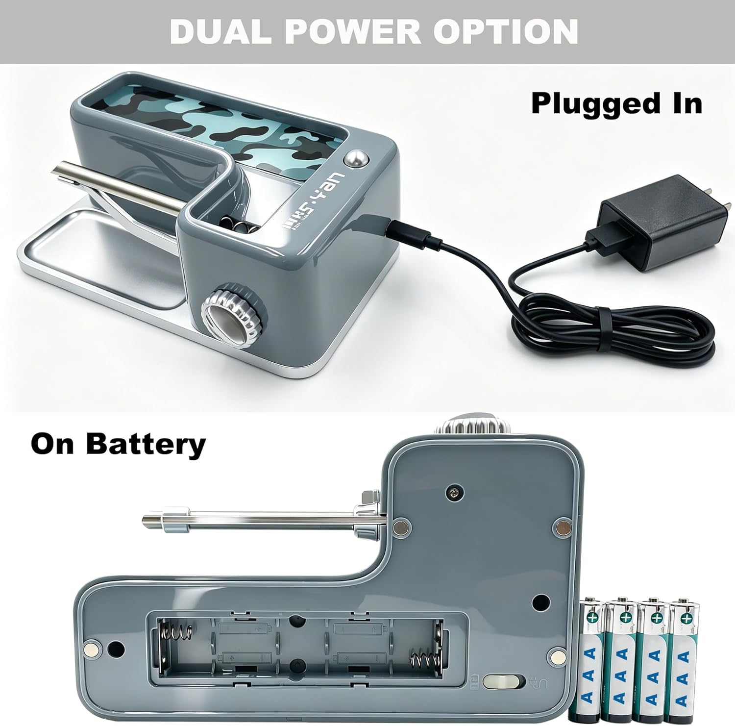 Cigarette Rolling Machine, Automatic Electric Rolling Machine for King Size (109mm), 1¼ (84mm), Adjustable Firmness & Density, Dual Power (AAA/Type-C), All-in-One Kit，Gift-Ready Design