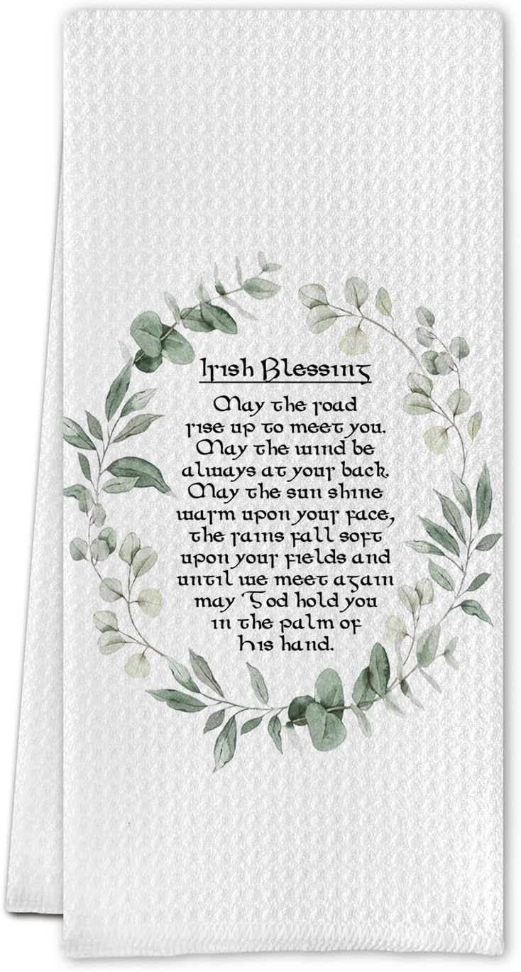Irish Blessing Gifts Kitchen Towels, St. Patrick's Day Irish Gifts for Women Men Dish Tea Towels,Ireland Blessing Decorative Hand Towel for Kitchen Bathroom, 16x24 Inch