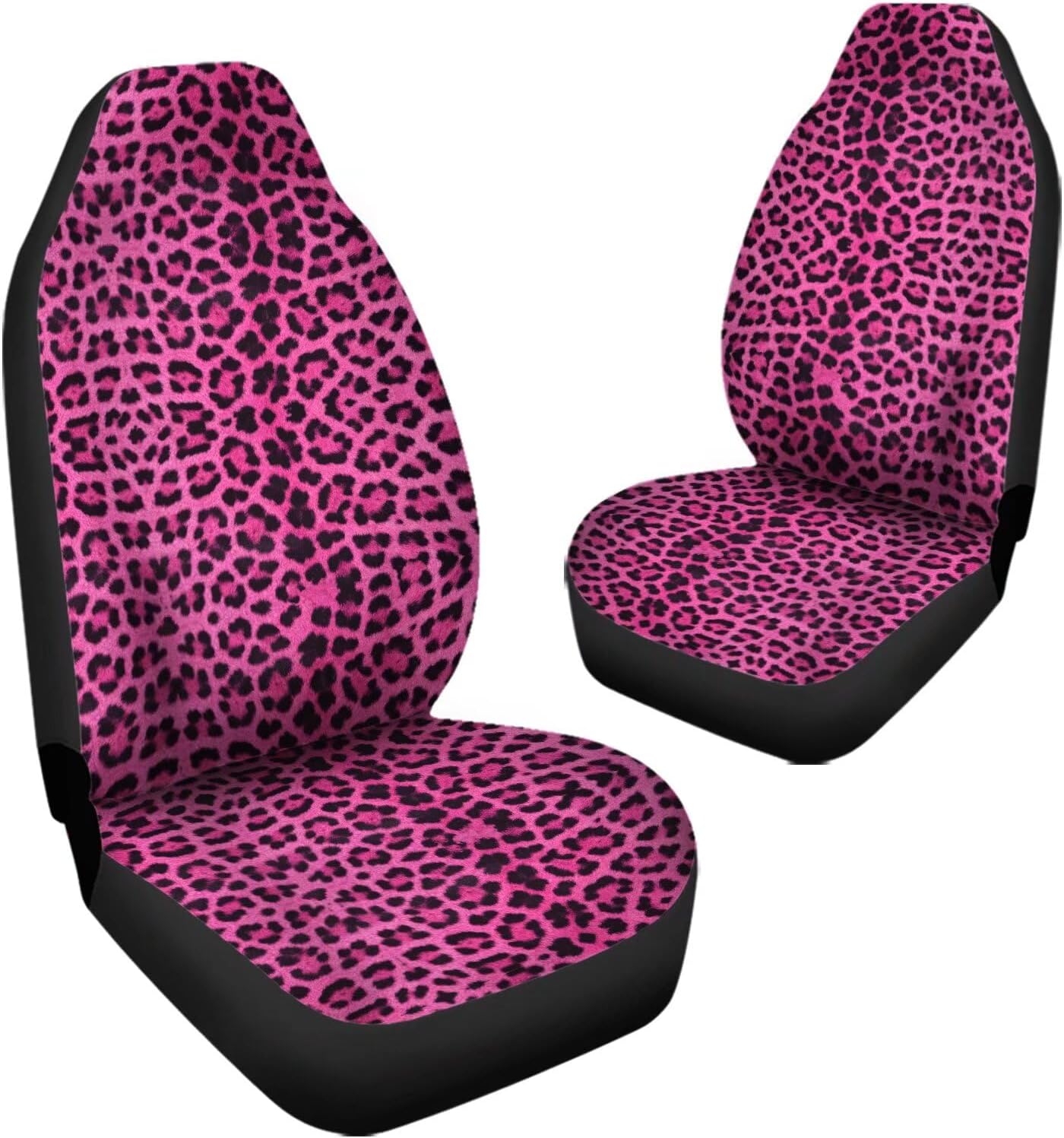 Bulopur Car Seat Cover Pink Black Leopard Print for Women Girls Stretch Universal Auto Interior Decoration Fit for Car SUV Sedan Truck - Image 3