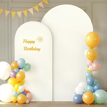 Beige Arch Backdrop Covers - 7.2FT, 6FT Spandex Fitted Wedding Arch Stand Covers Round Top Chiara Arch Backdrop Cover for Wedding Birthday Party Decoration