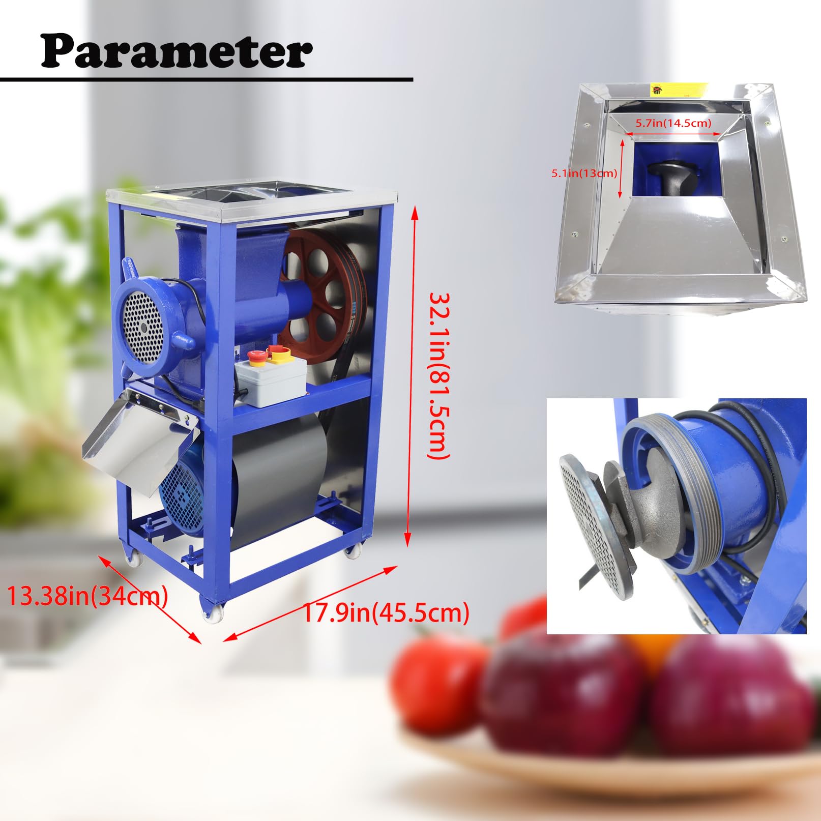 Trituradora de huesos de 220 V y picadora de carne tipo 52 Máquina trituradora de carne y hueso, picadora de carne eléctrica para pescado, pollo y verduras, 3KW 2