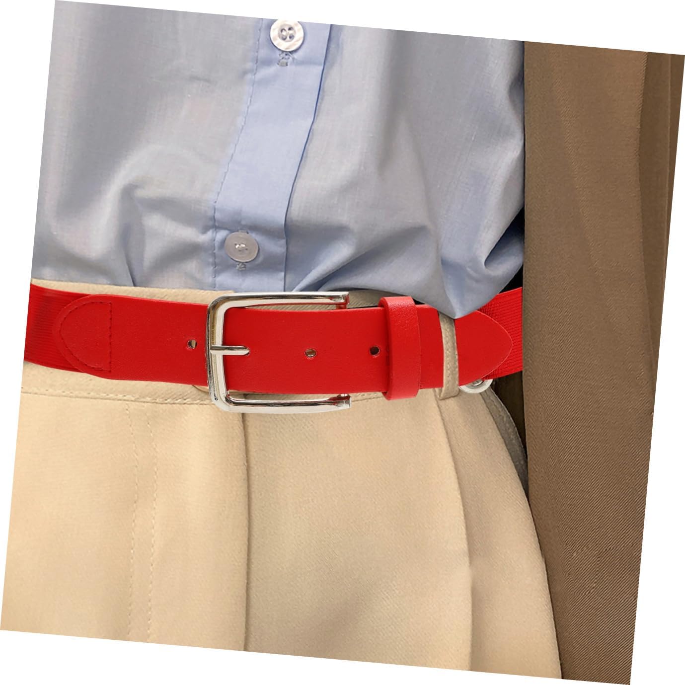 Baseball Belt Elastic Softball Belt Red Pu Leather Stretch Adjustable Waistband Unisex Youth Adult for Outdoor Activities