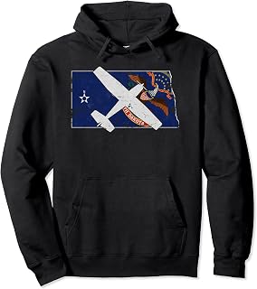 North Dakota Pilot State Flag C172 Skyhawk Airplane Vintage Pullover Hoodie