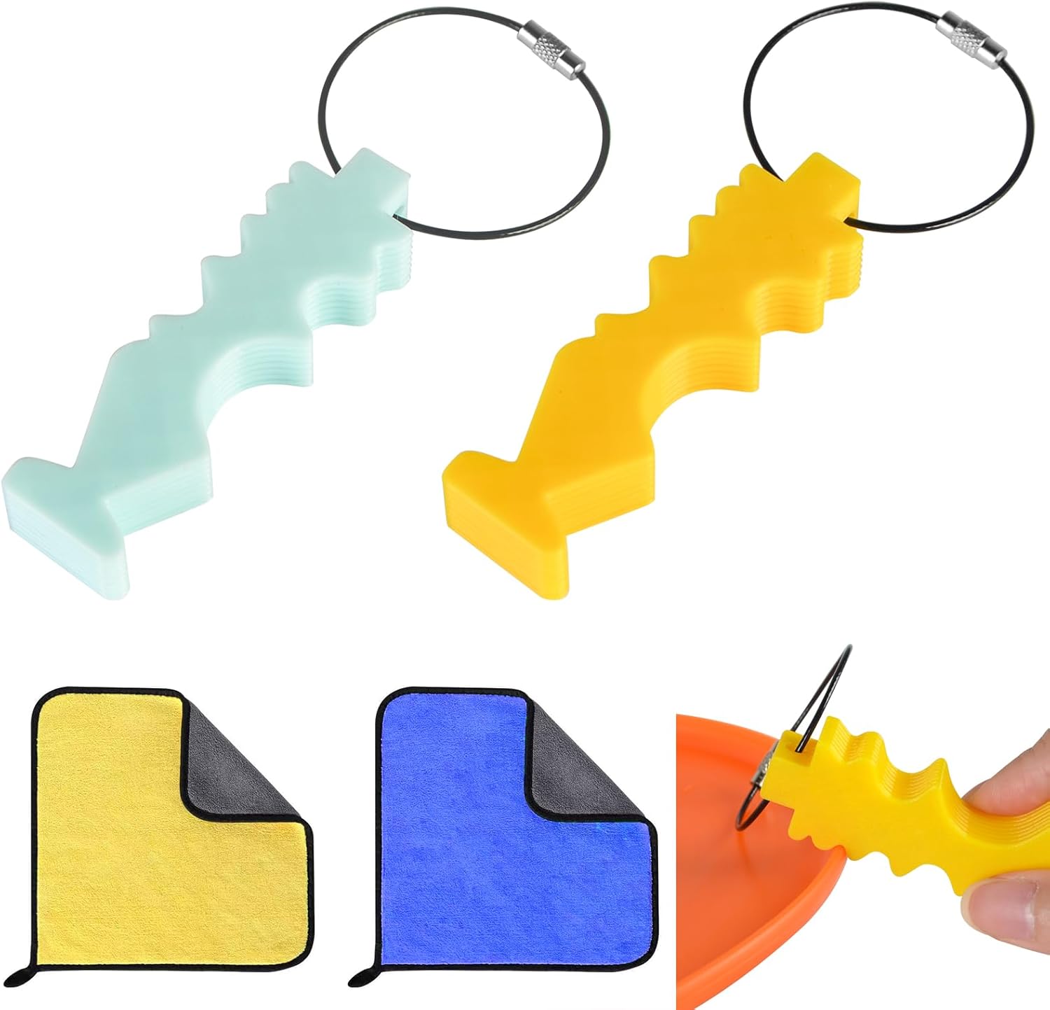 2 Sets Repair Tool for Disc Golf, Disc Golf Edge Maintenance Tool with 2PCS Towels, Outdoor Sports Disc Golf Repair & Cleaning Tool for Flying Discs Accessories for Scratch Stains Repair Polishing