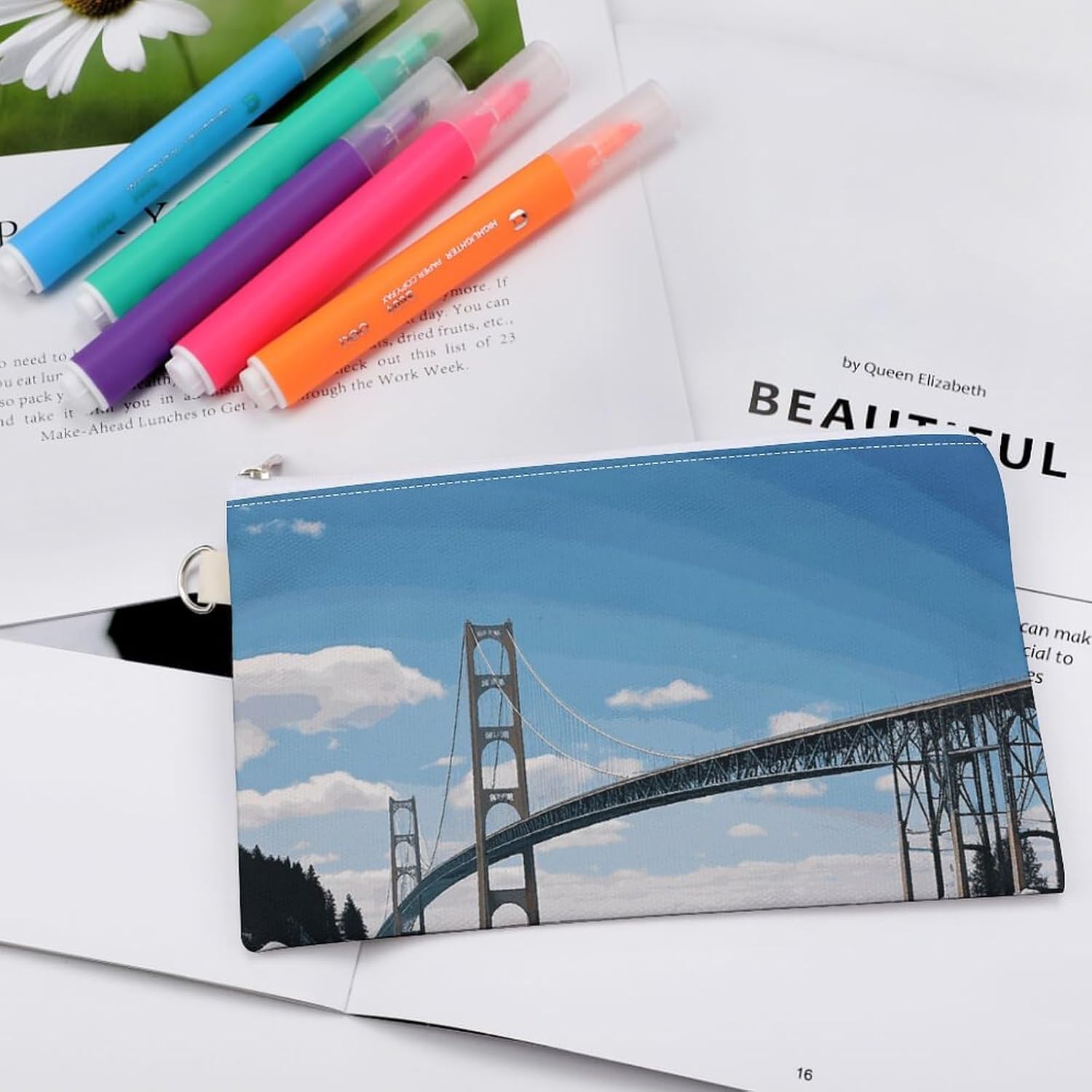 Mackinac Suspension Bridge Coin Purse Mini Coin Pocket Pouch Change Holder for Men Women Portable Change Wallet