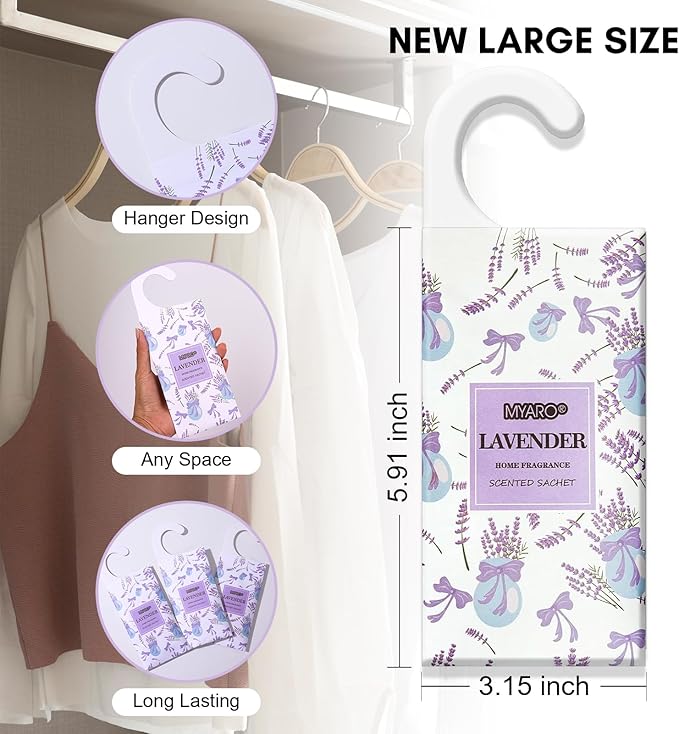 MYARO 12 Sobres Lavanda Ambientador Colgante para Armario miniatura 2