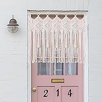 Vista 4 de Osunnus Cortina de macramé para colgar en la pared, cenefa de macramé para ventana y puerta, 40 x 30 pulgadas, decoración de pared de macramé