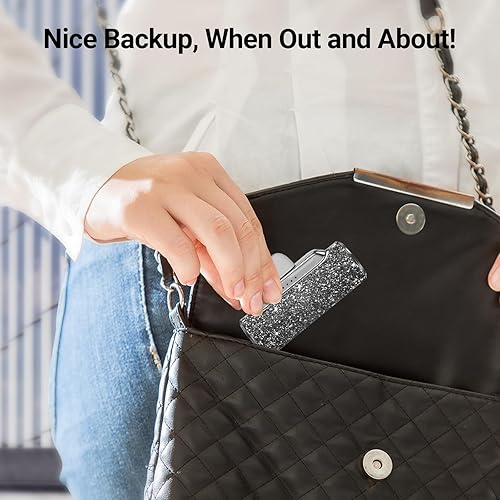 Miniatura 5 de 4smarts Mini cargador portátil USB C, banco de energía pequeño de 4500 mAh con conector USB-C incorporado, paquete de batería con purpurina