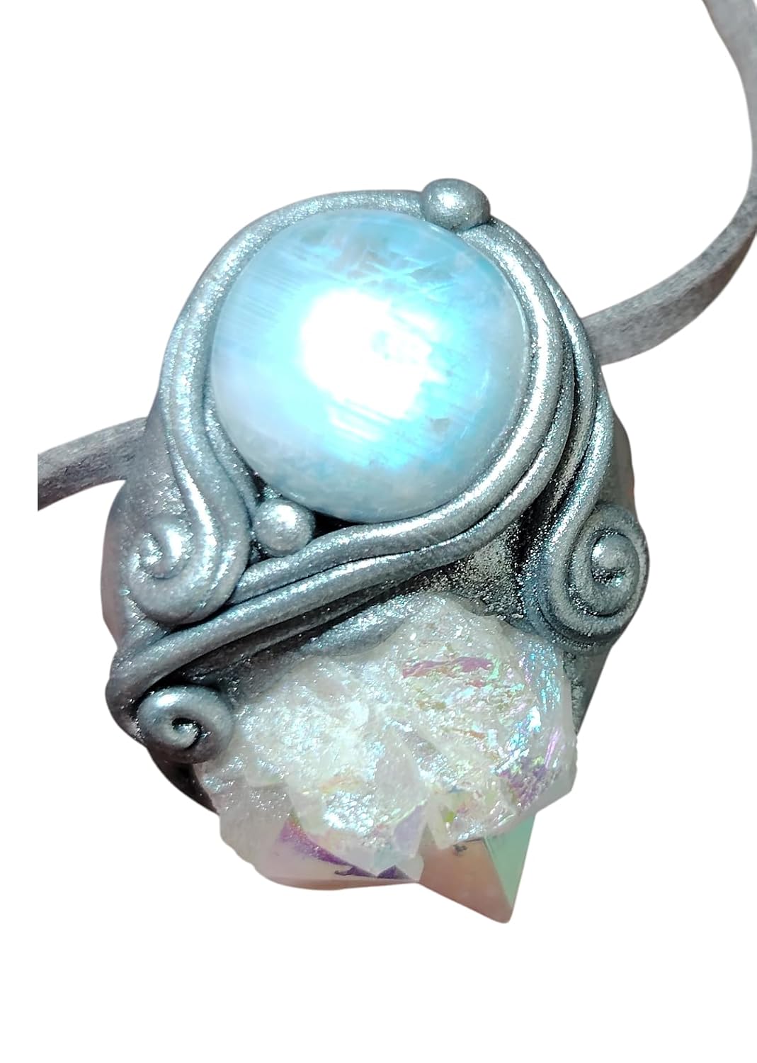 | Pleiadian Starseed Necklace | Angel Aura Quartz and Moonstone | Pleiadean Origins High Frequency Light Activation Jewelry Gifts