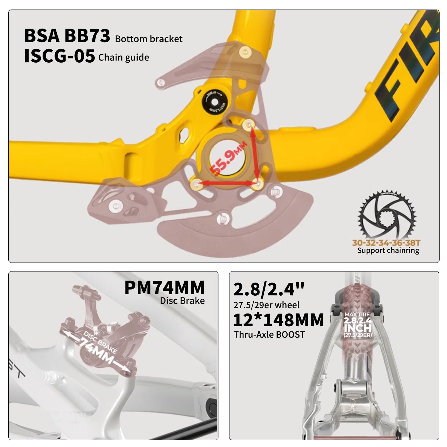 27,5" 29" rama do roweru górskiego Boost 15,7" 16,5" 17,3" Full Suspension Soft Tail stop aluminium ENDURO skok sprężyny 155 mm 12 x 148 mm hamulec tarczowy z wałem skokowym (zielony, 27,5 16,5")