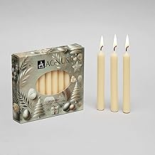 20 Champagne Christingle Candles 4.5" 100% Natural Baumkerzen Ivory/Cream Chime Pyramid Christmas Tree– Smokeless, Dripless, Golden Flame – Household, Dinner Stick, Christmas Candle,