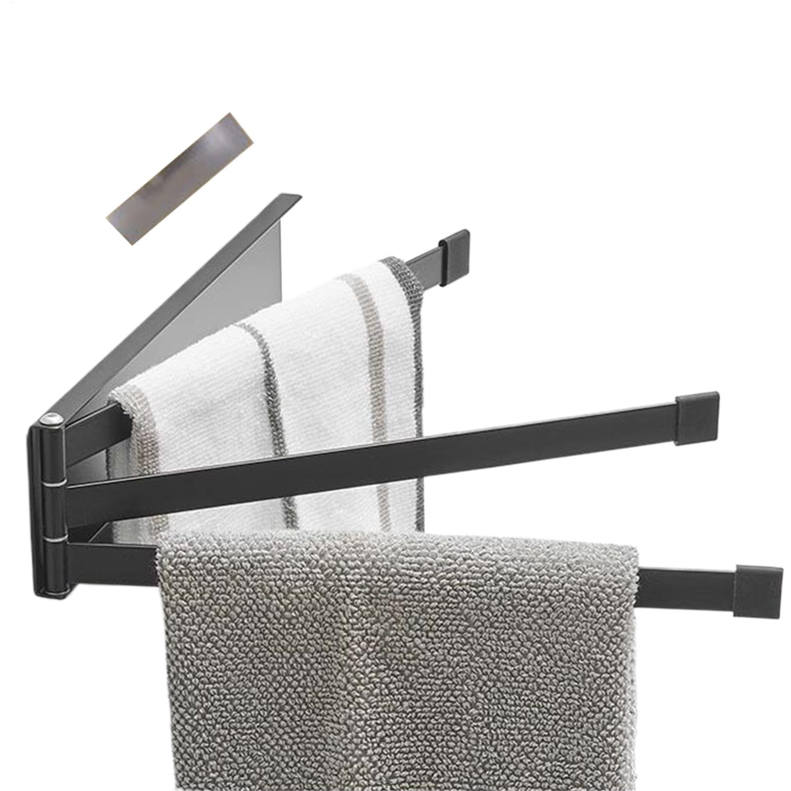 Porte-serviettes mural haut de gamme : support rotatif et étagère pliable de rangement