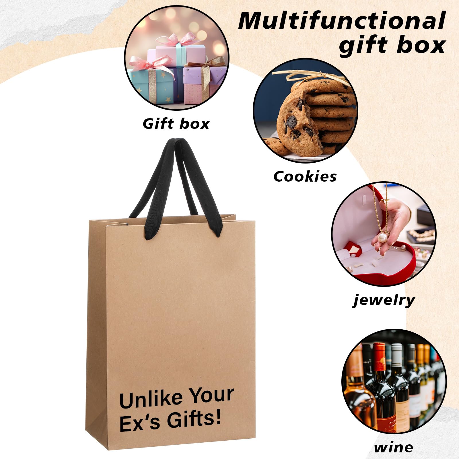 SilTriangle 6 Pcs Classic Funny Gift Bags, Reusable Novelty Gift Bags with Snarky Sayings, 11 x 8 x 4 Inch Funny Wrapping for Men Women Adults Graduation Birthdays Wedding Summer Party Favor