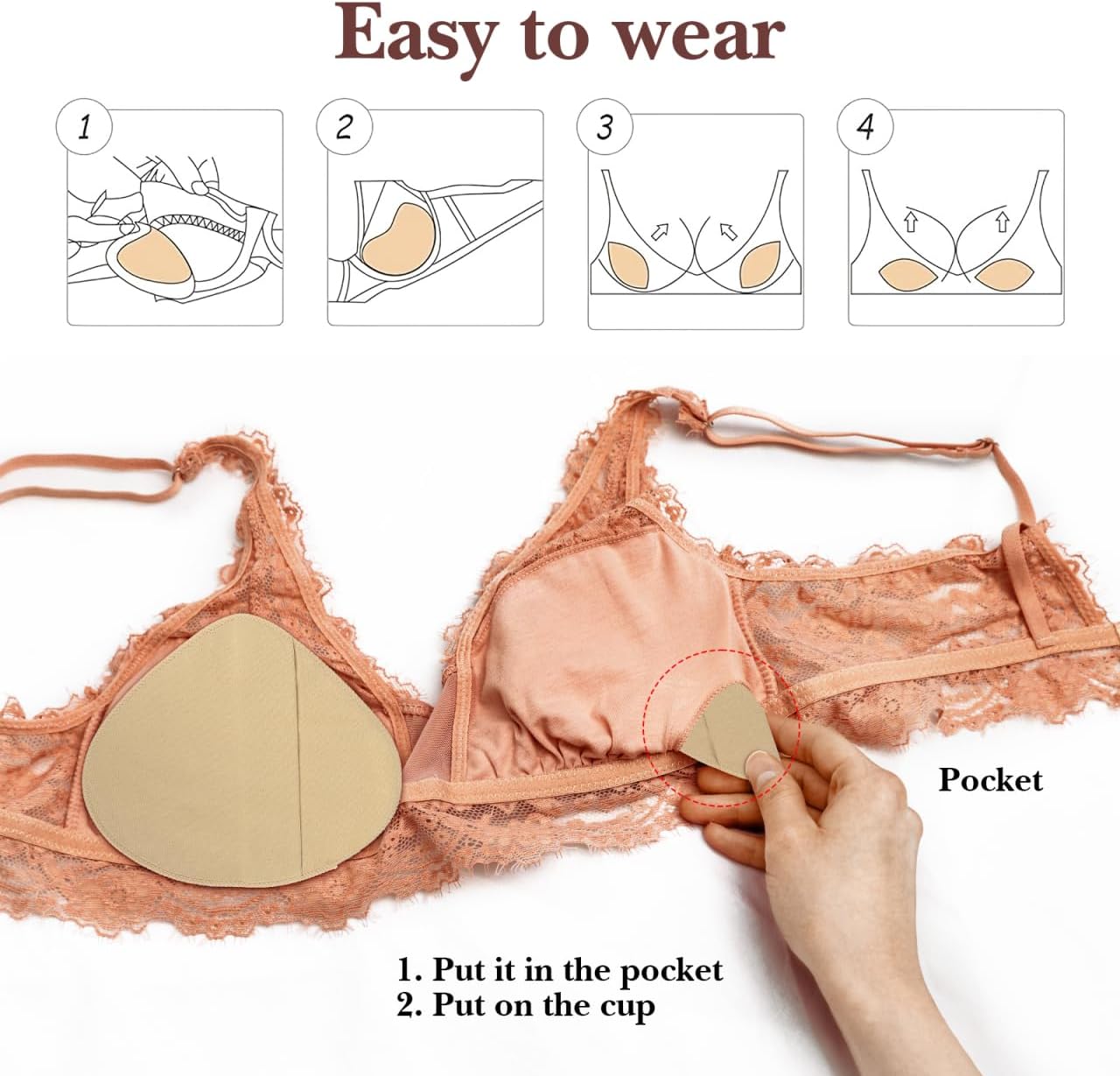 SHERCHPRY 2Pcs Breast Prosthesis Bra Insert Triangular Cotton Breast Form Covers Silicone Prosthesis Bra Sponge Sleeve Inserts Pads Covers for Women Daily