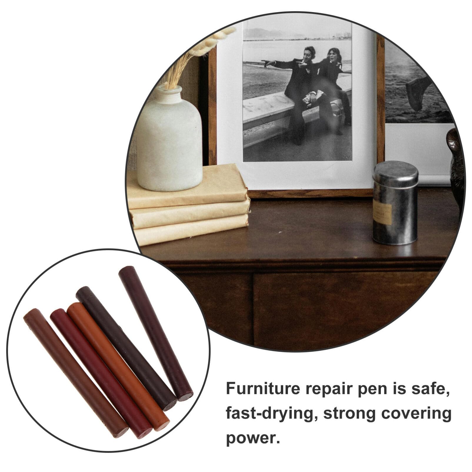 Housoutil 5pcs Multi-use Furniture Markers Scratch Repair Pens for Wood Floors and Furniture Matching Kit for Easy Repairs for Use