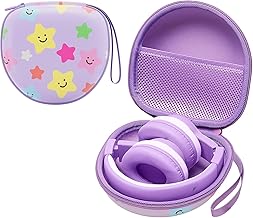L LTGEM Kids Headphones Case Carrying Case for iClever BTH12 BTH20 BTH26 BTH03 HS14 HS19 / Candy Bila/IMYB Foldable/EarFun K1 Kids Bluetooth Headphones - Portable Travel Bag-Purple (Case Only)