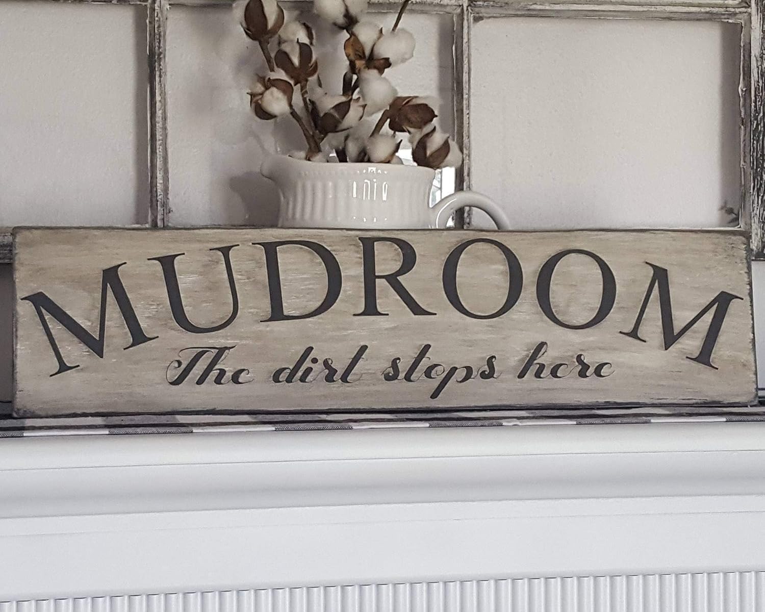 Eletina Wood34 Rustic Wooden Signs Mudroom Sign, Mudroom Wall Decor Sign Wall Art Decor Kitchen Cafe Pub Decor Gift 4X16 Inch