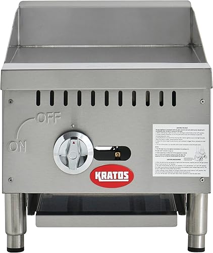 Miniatura 2 de Kratos Plancha comercial de encimera de 15 pulgadas de ancho, placa caliente de gas para restaurantes, control manual, 1 quemador, plancha de gas