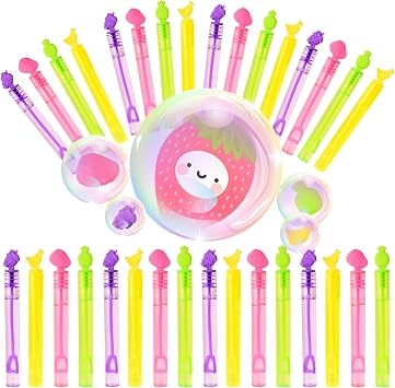 Mini Bubbles for Kids Party Favors,32 PCS Small Bubble Wands Toys Bulk for Classroom Prize,Birthday Goodie Bag Stuffers,Bubble Blower Toy Sticks with Bubble Solutions,Gift Box,Fruit Strawberry Design