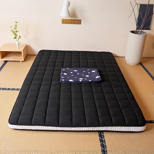 Miniatura 8 de Colchón de futón japonés con funda extraíble, tamaño individual de 4 pulgadas de grosor, plegable, colchón de espuma viscoelástica adecuado para