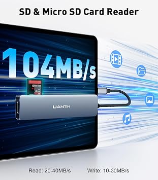 UANTIN USB C Hub 7 in 1 Multiport Adapter with 4K HDMI Dongle, 100W PD, SD/TF Card Reader, 3 USB-A, USBC Docking Station for MacBook Mac Pro/Air, Dell, HP, ASUS, Acer and Other Type C Laptops