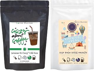 Coffee Masters Everyday Flavor Favorites Cold Brew Coffee Sampler - Jamaican Me Crazy and Karnival Kreme 10 Pack Cold Brew Packets