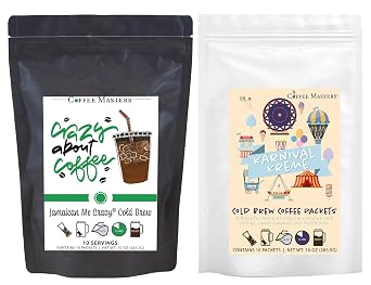 Coffee Masters Everyday Flavor Favorites Cold Brew Coffee Sampler - Jamaican Me Crazy and Karnival Kreme 10 Pack Cold Brew Packets
