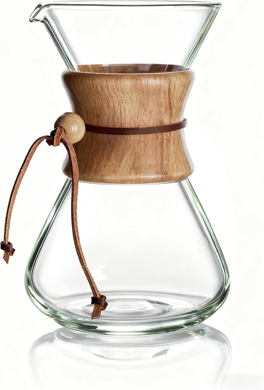 AGOGO Pour Over Coffee Maker Glass - Barista Kit with 304 Stainless Filter for Home, Office, Camping, Cafes - Easy Clean Coffee Dripper Set (Soft Towel&Brush) (28oz Slim Shape w/SS Filter)