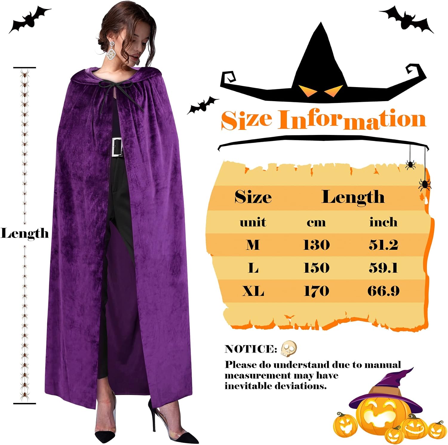 Olreco Purple Cloak with Hood - Witch Cape & Hooded Cloak for Women