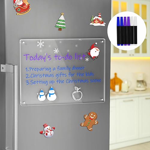 AITEE Calendario magnético acrílico para refrigerador, 16 x 12 pulgadas, calendario transparente de borrado en seco, pizarra blanca para