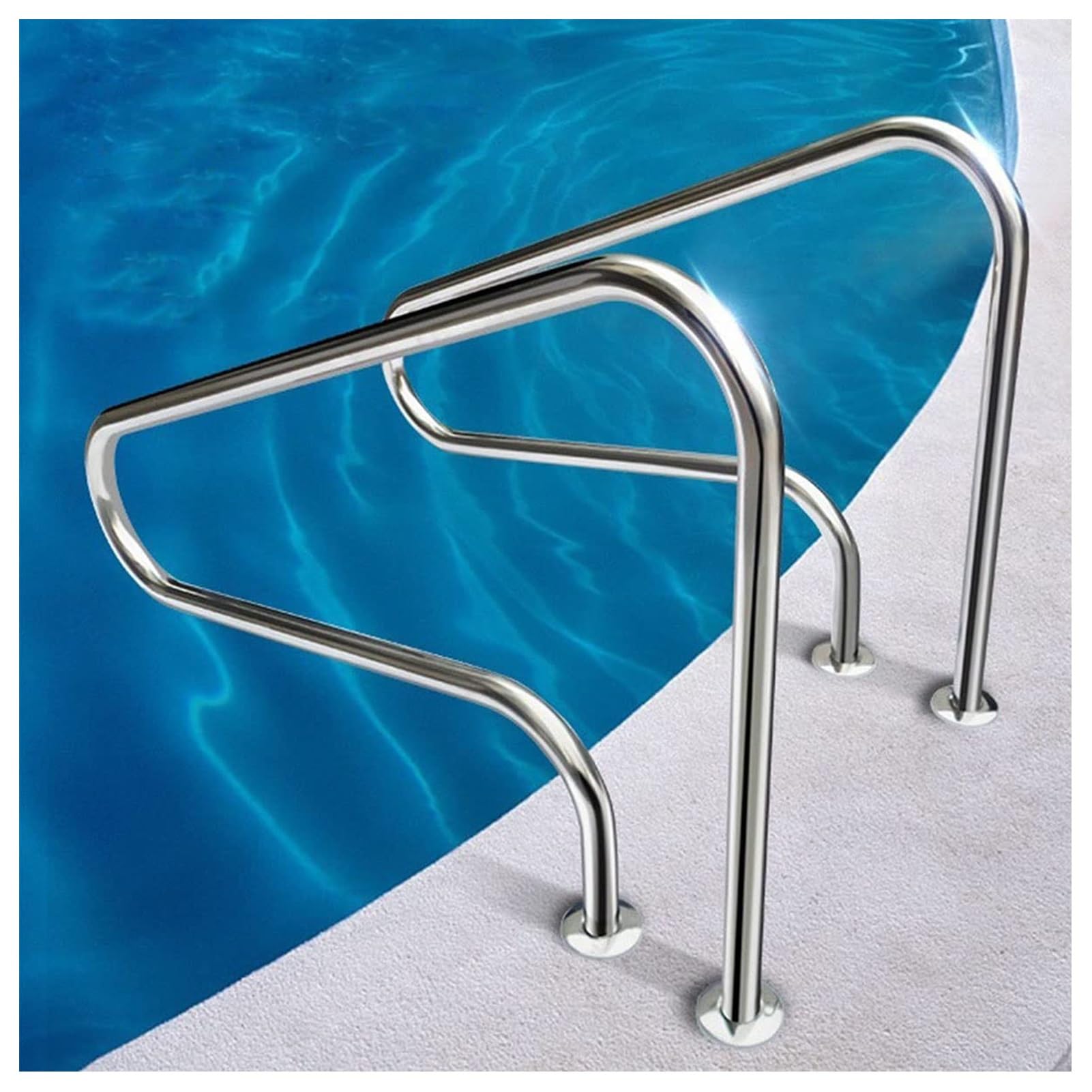 Pool Rail,Swimming Pool Handrail Railing,Swimming Pool Stair Rail,304 Stainless Steel Pool Railing with Quick Install Base,Capacity Up to 250 Lbs,for Indoor Outdoor Water Park
