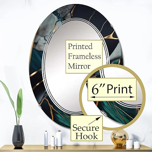 Miniatura 7 de Espejo de pared de mármol abstracto, Espejo moderno ovalado, Espejo de baño verde redondo, Espejo de tocador de mármol abstracto Geoda verde