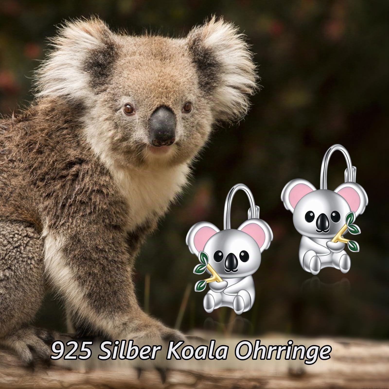 Tier Ohrringe Damen Mädchen Kinder 925 Sterling Silber Kaninchen/Koala/Panda Creolen Ohrringe Niedlich Tier Ohrringe Schmuck Geschenk