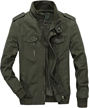 Mens Lightweight Cotton Military Jacket Casual Field Coat Windbreaker Outerwear Jackets for Men