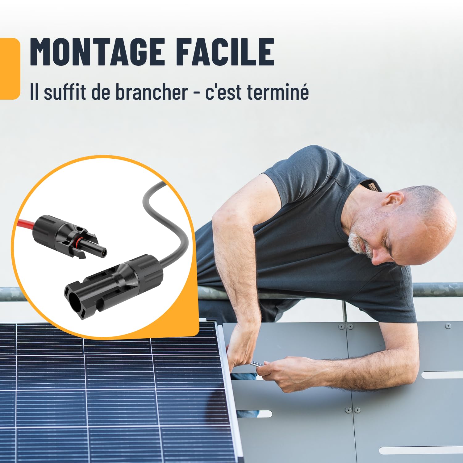 ABSINA 10 Mètre Cable Solaire 4mm2 H1Z2Z2-K Noir & Rouge | Lot de 2 - résistant aux UV