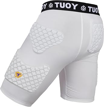 Youth Boys Football Girdles 6-Pads Compression Shorts with Cup for Basketball Football Baseball