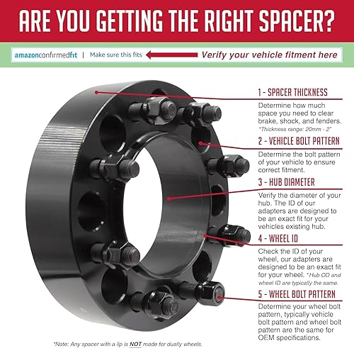 Miniatura 6 de Wheel Accessories Parts 1 pieza de espaciadores de rueda centrados en cubo de acero 8 en 6.50 2 pulgadas de grosor M14x1.5 14x1.5 14x1.5 pernos de