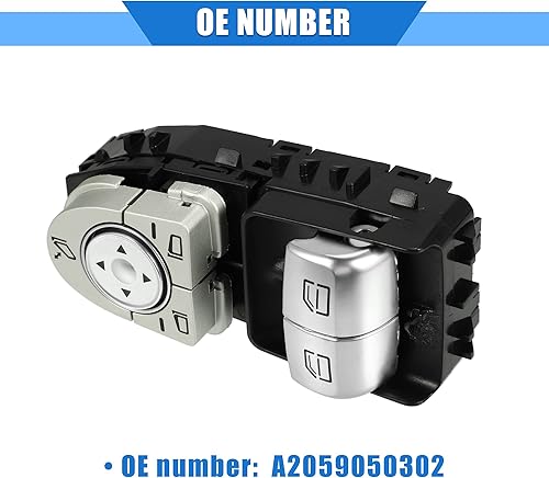 Miniatura 6 de VekAuto Interruptor de control de ventana compatible con Mercedes-Benz Vito W447 2015-2018, plástico duradero negro