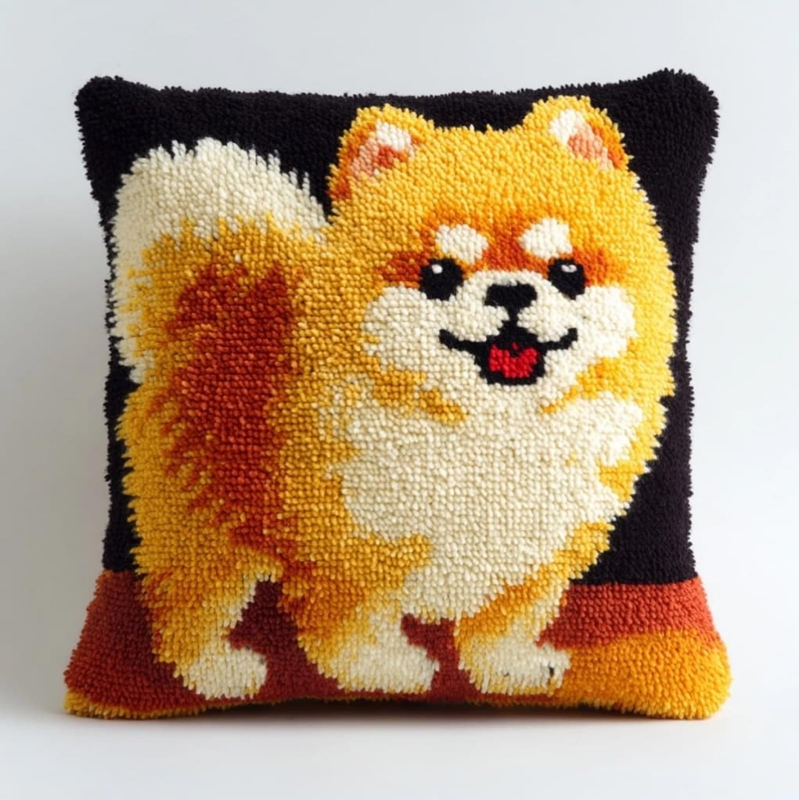 WallustrioaW Latch Hook Kits Pillow for Adults,Pomeranian Dogs