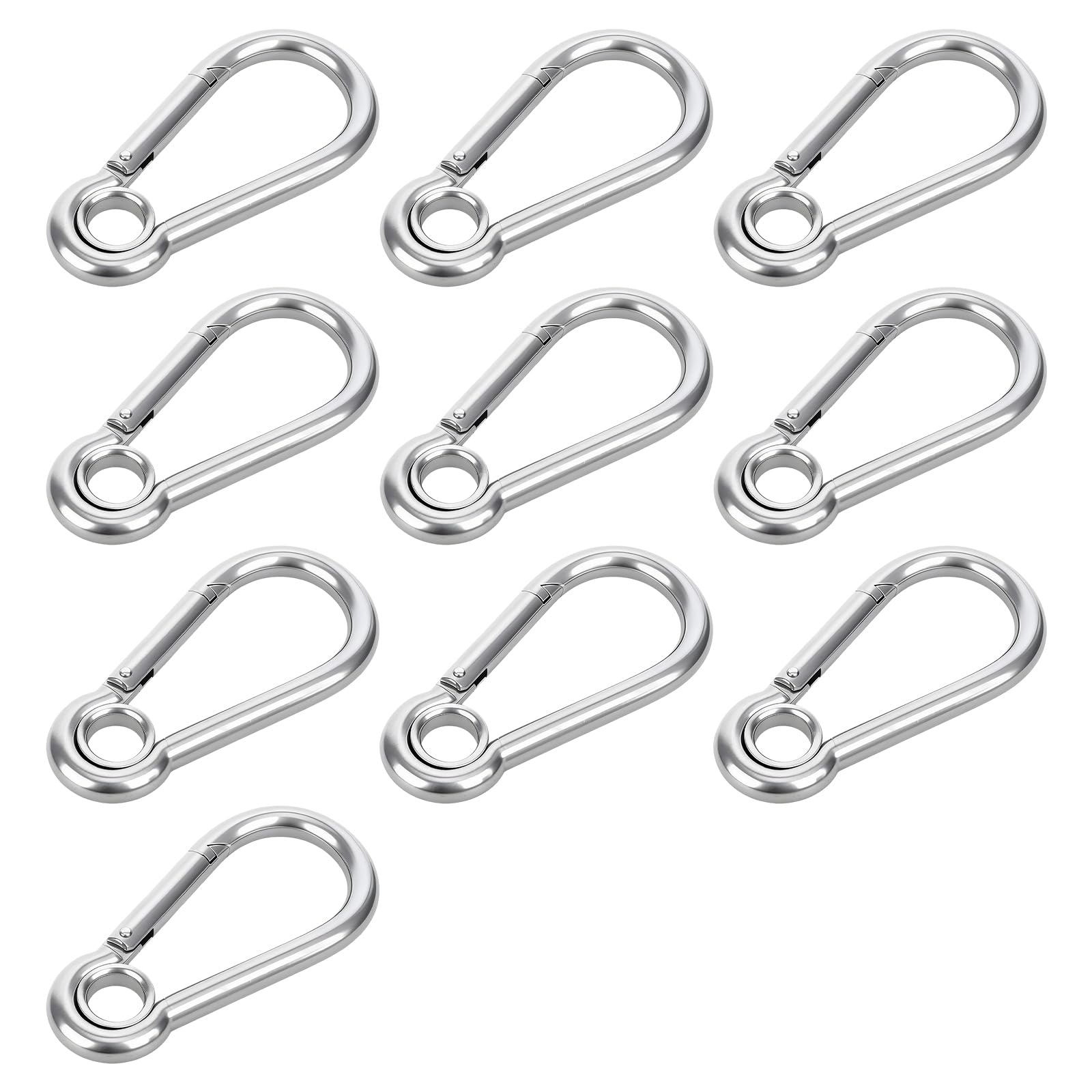 20 Piezas de Mosquetones de Resorte, M4 40.7mm de Acero Inoxidable con Ojal y Carga de 54KG para Camping al Aire Libre, Senderismo, Pesca, Hamacas y Correas de Perro